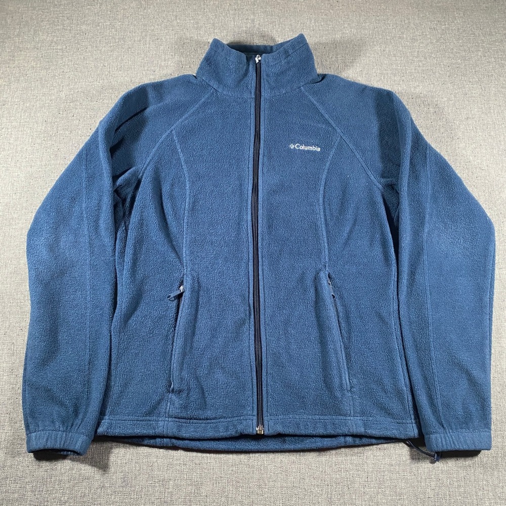Columbia‎ Fleece Jacket Womens M Blue Full Zip WL6439 Mock Neck Outdoor Layer